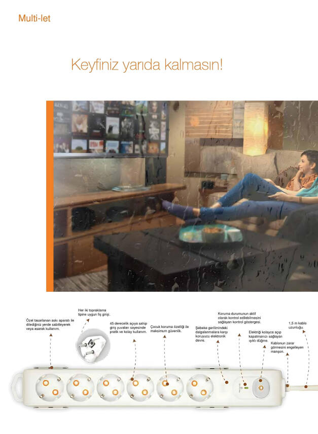 Viko Altılı Çoklu Priz – Akım Korumalı Anahtarlı, 1.5m Uzatma Kablosu, 282J - 2