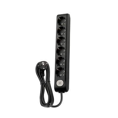 Viko Altılı Çoklu Priz, Anahtarlı, Uzatma Kablosu, 6lı, 1m, Siyah - Viko
