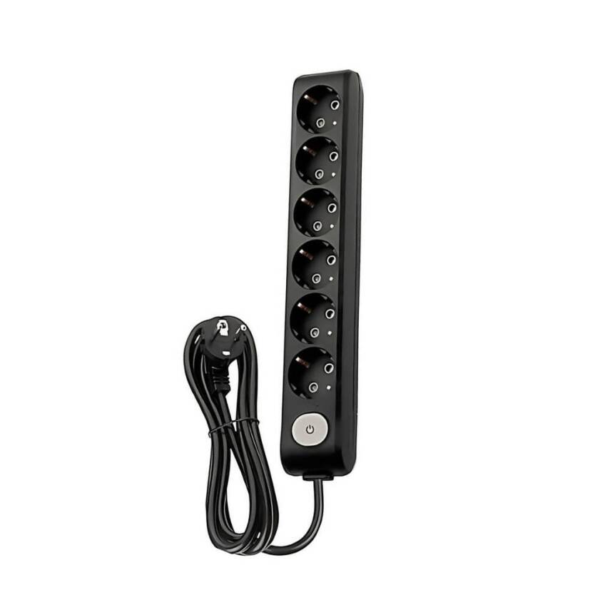 Viko Altılı Çoklu Priz, Anahtarlı, Uzatma Kablosu, 6lı, 1m, Siyah - 1