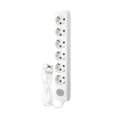 Viko Altılı Çoklu Priz – Anahtarlı Topraklı, Uzatma Kablosu, 6lı, 2m, Beyaz - 1