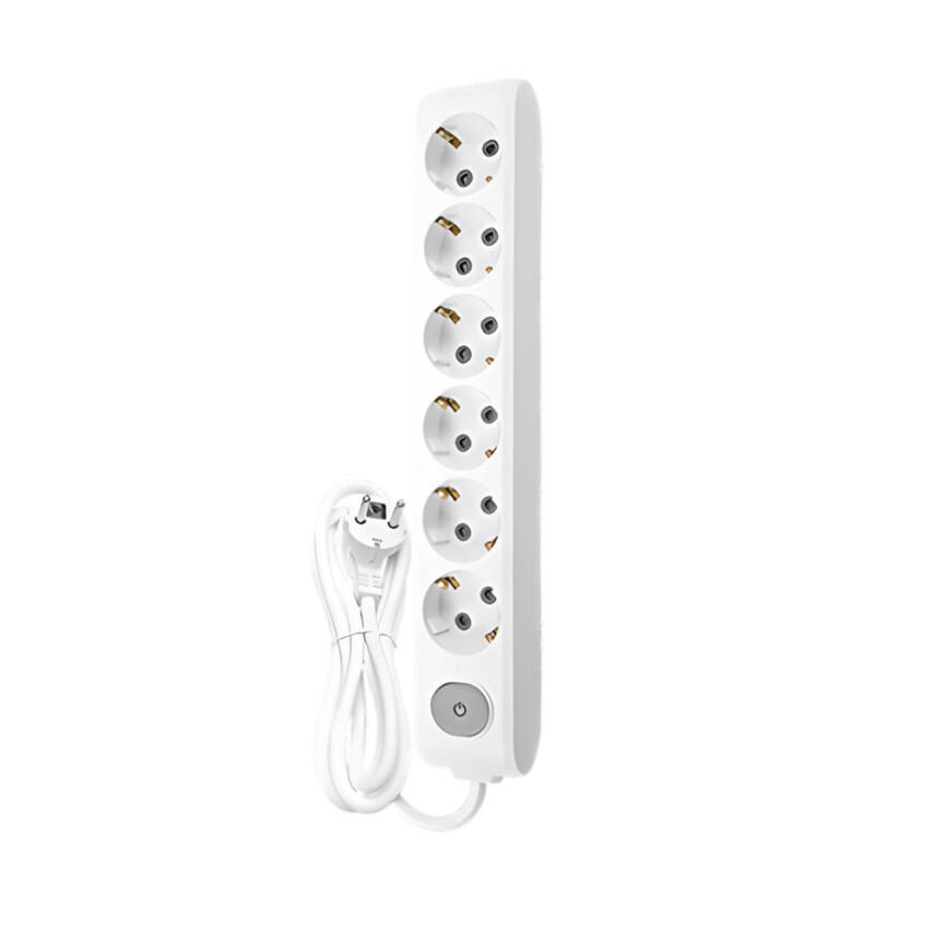 Viko Altılı Çoklu Priz – Anahtarlı Topraklı, Uzatma Kablosu, 6lı, 2m, Beyaz - 1