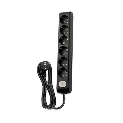Viko Altılı Çoklu Priz, Anahtarlı, Uzatma Kablosu, 6lı, 2m, Siyah - Viko