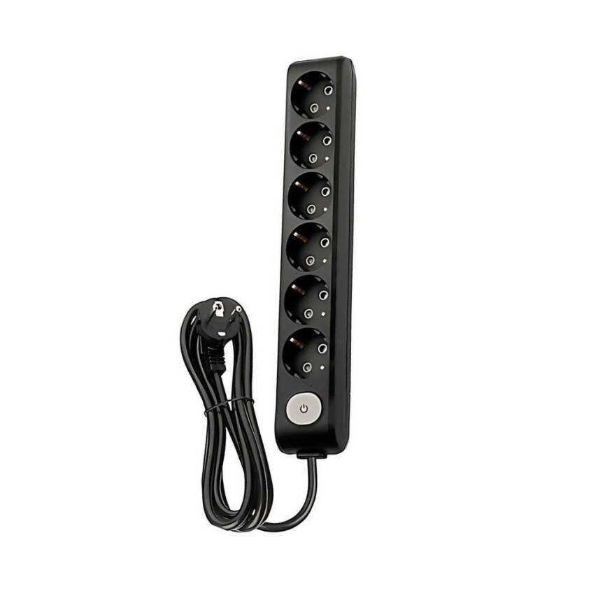 Viko Altılı Çoklu Priz, Anahtarlı, Uzatma Kablosu, 6lı, 2m, Siyah - 1