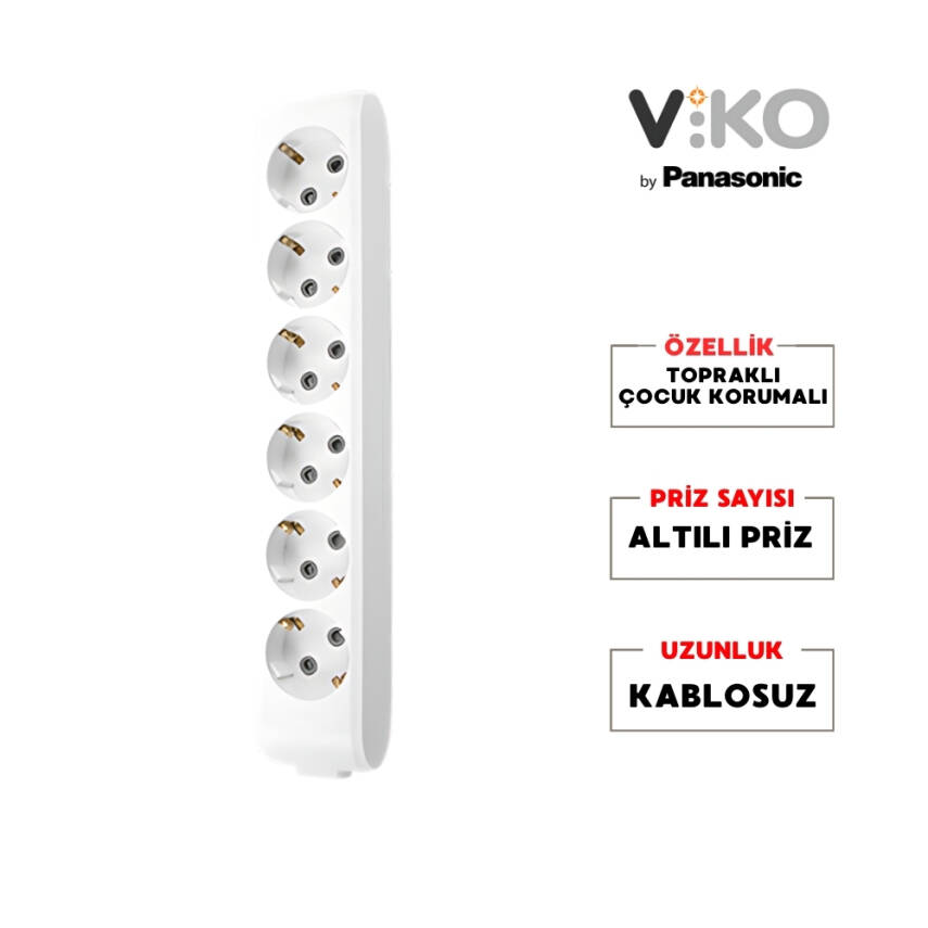 Viko Altılı Çoklu Priz – Topraklı,Çoçuk Korumalı, Kablosuz, Beyaz, 6lı - 2