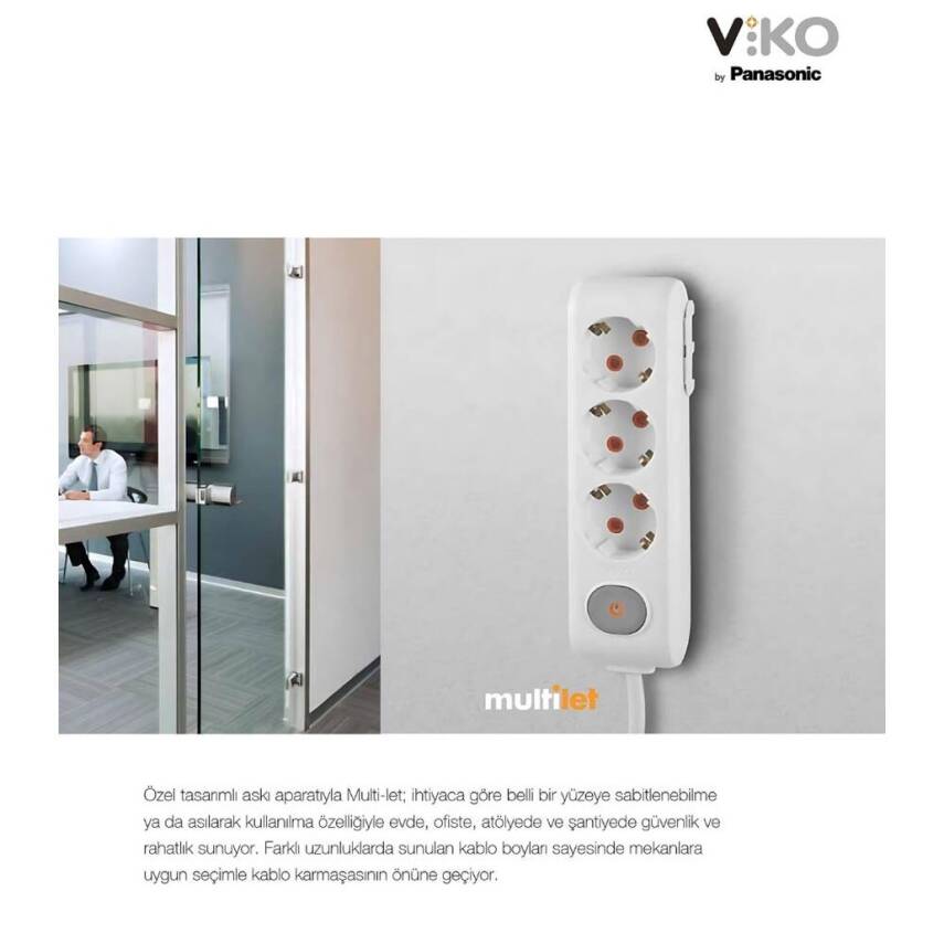 Viko Altılı Çoklu Priz, Topraklı, Ç.K, Kablosuz, 6lı, Siyah - 6