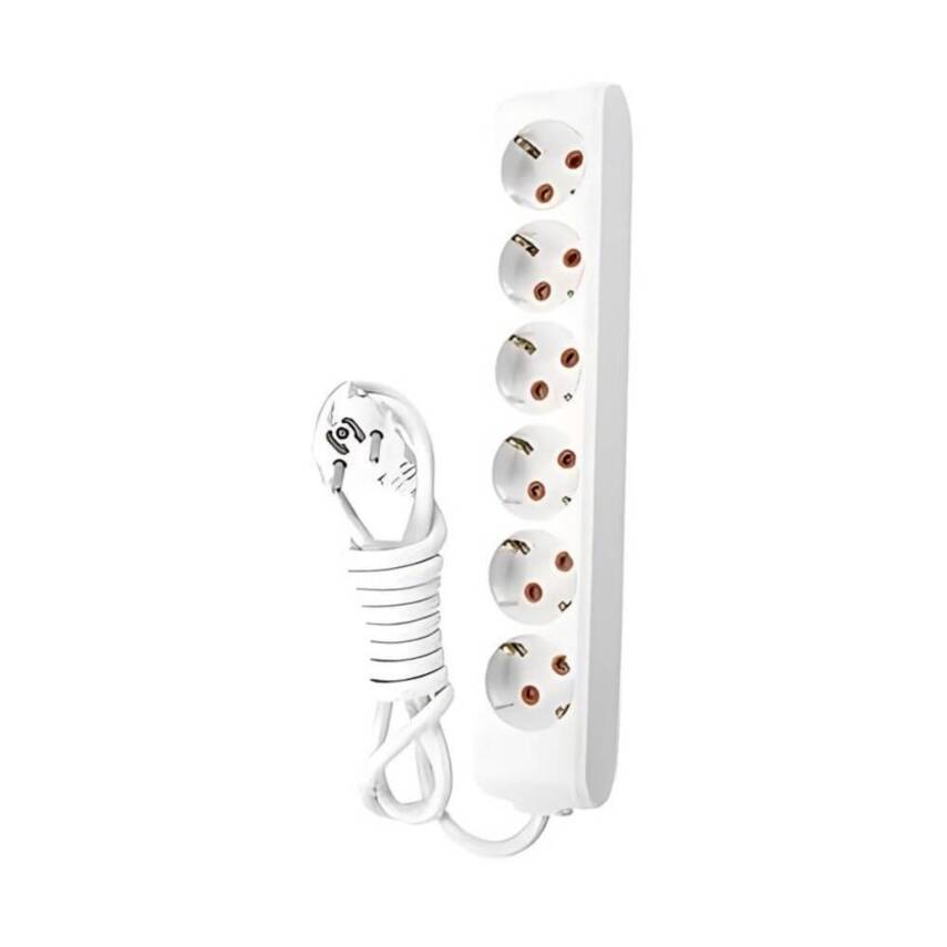 Viko Altılı Çoklu Priz, Topraklı, Uzatma Kablosu, 6lı, 1m, Beyaz - 1