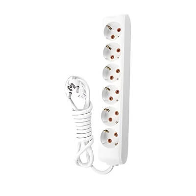 Viko Altılı Çoklu Priz – Topraklı, Uzatma Kablosu, 6lı, 2m, Beyaz - 1