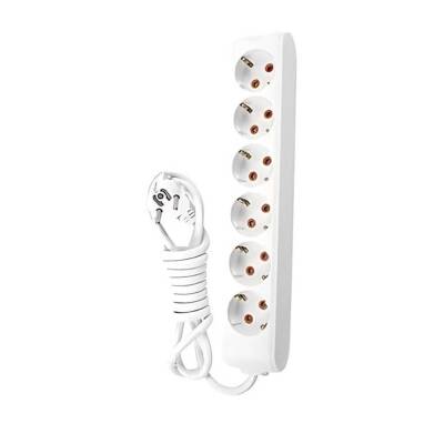 Viko Altılı Çoklu Priz, Topraklı, Uzatma Kablosu, 6lı, 2m, Beyaz - Viko