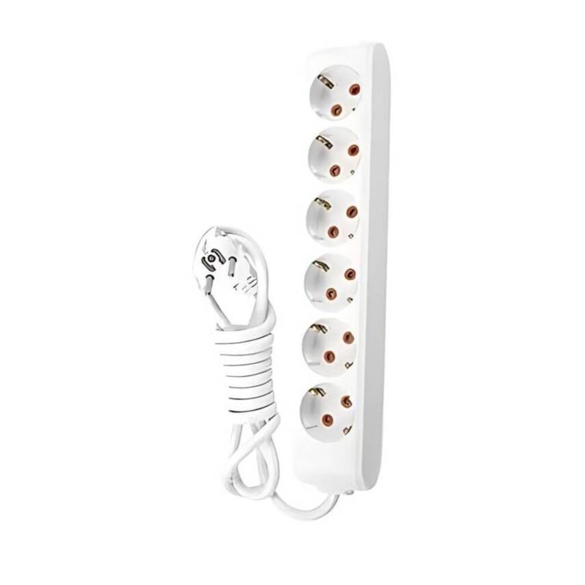 Viko Altılı Çoklu Priz, Topraklı, Uzatma Kablosu, 6lı, 2m, Beyaz - 1