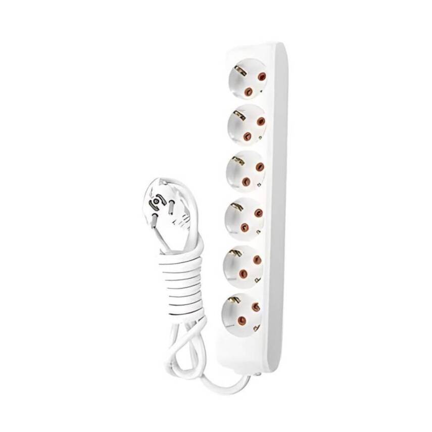 Viko Altılı Çoklu Priz, Topraklı, Uzatma Kablosu, 6lı, 3m, Beyaz - 1