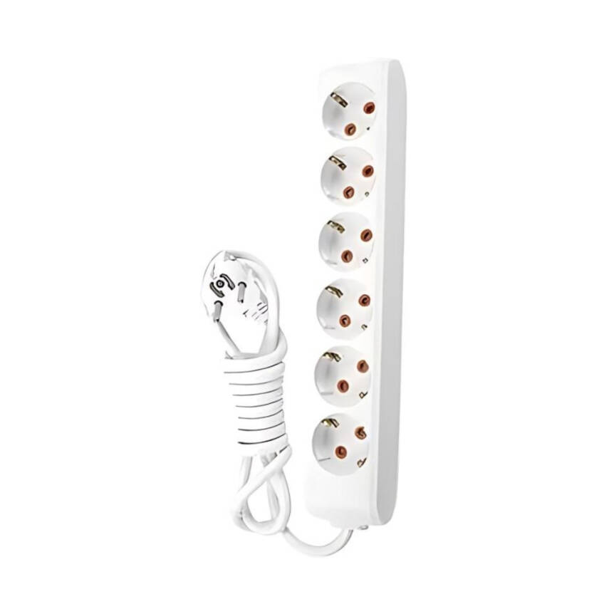 Viko Altılı Çoklu Priz – Topraklı, Uzatma Kablosu, 6lı, 5m, Beyaz - 1