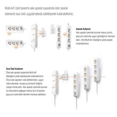Viko Altılı Çoklu Priz, Topraklı, Uzatma Kablosu, 6lı, 5m, Beyaz - 6