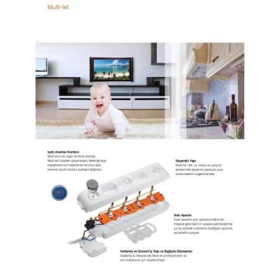 Viko Beşli Çoklu Priz, Anahtarlı, Çocuk Korumalı, Kablosuz, Beyaz - 6