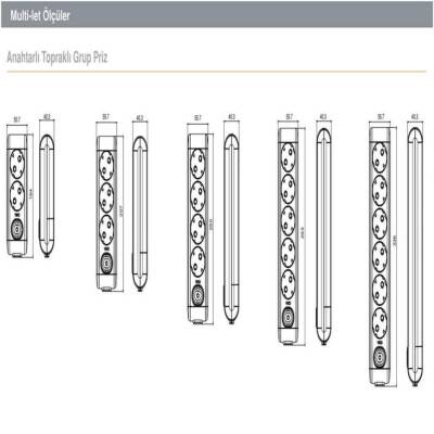Viko Beşli Çoklu Priz, Anahtarlı, Uzatma Kablosu, 5li, 1m, Beyaz - 4