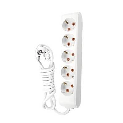Viko Beşli Çoklu Priz, Topraklı, Uzatma Kablosu, 5li, 2m, Beyaz - Viko