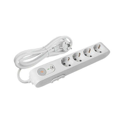 Viko Dörtlü Akım Korumalı Priz, 1050J, Anahtarlı, Ç.K Çoklu Priz, 1.5m - Viko