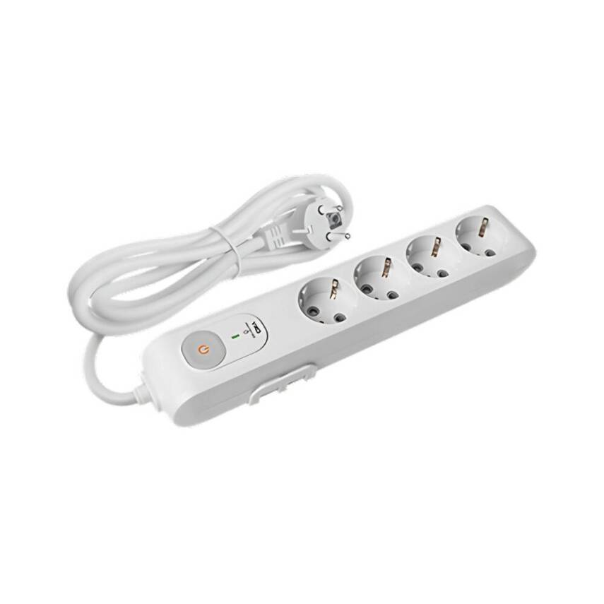 Viko Dörtlü Akım Korumalı Priz, 1050J, Anahtarlı, Ç.K Çoklu Priz, 1.5m - 1