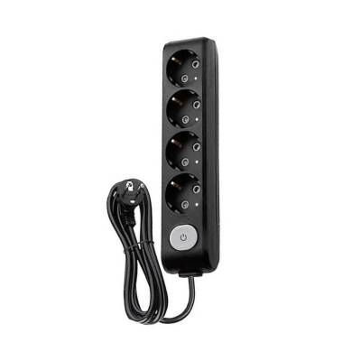 Viko Dörtlü Çoklu Priz, Anahtarlı, Uzatma Kablosu, 4lü, 1m, Siyah - Viko