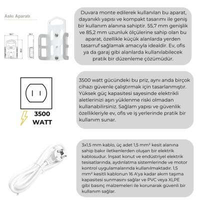 Viko Dörtlü Çoklu Priz, Anahtarlı, Uzatma Kablosu, 4lü, 5m, Siyah - 3