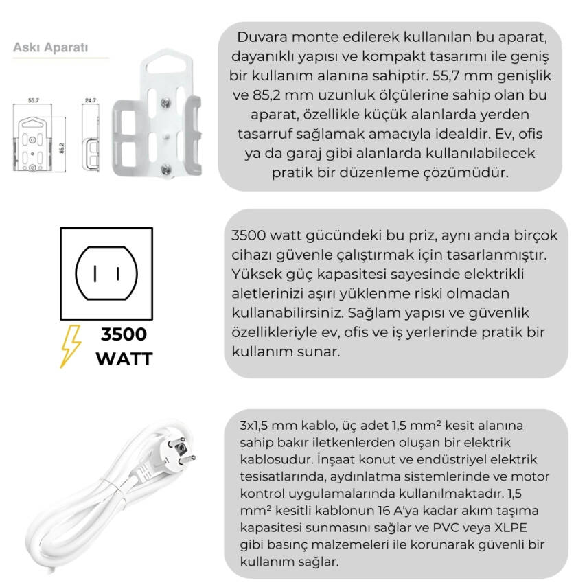 Viko Dörtlü Çoklu Priz – Topraklı, Uzatma Kablosu, 4lü, 2m, Siyah - 3