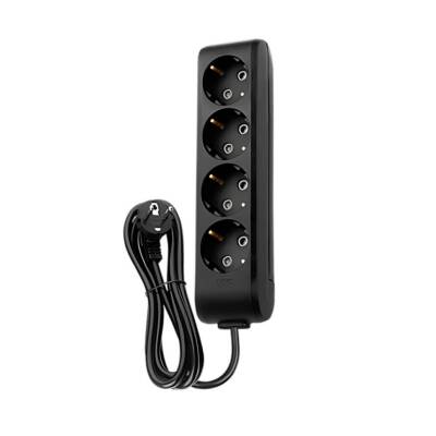 Viko Dörtlü Çoklu Priz, Topraklı, Uzatma Kablosu, 4lü, 2m, Siyah - Viko
