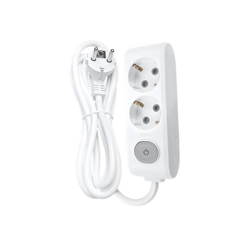 Viko İkili Çoklu Priz, Anahtarlı, Uzatma Kablosu, 2li, 2m, Beyaz - 1