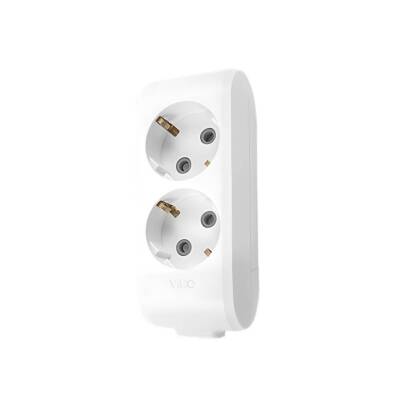 Viko İkili Çoklu Priz, Topraklı, Çocuk Korumalı, Kablosuz, 2li, Beyaz - Viko