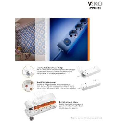 Viko İkili Çoklu Priz, Topraklı, Çocuk Korumalı, Kablosuz, 2li, Beyaz - 4