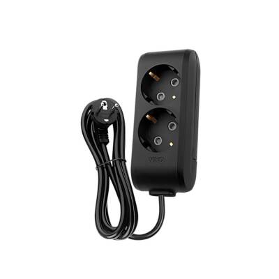 Viko İkili Çoklu Priz, Topraklı, Uzatma Kablosu, 2li, 1m, Siyah - Viko
