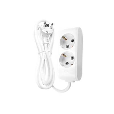Viko İkili Çoklu Priz, Topraklı, Uzatma Kablosu, 2li, 2m, Beyaz - Viko