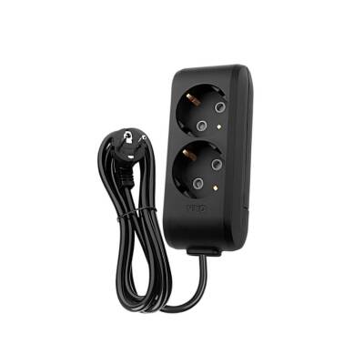 Viko İkili Çoklu Priz, Topraklı, Uzatma Kablosu, 2li, 5m, Siyah - Viko