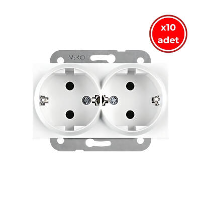 Viko Karre İkili Priz, 10 Adet, Çerçevesiz, Dayanıklı ve Modern, Beyaz - Viko