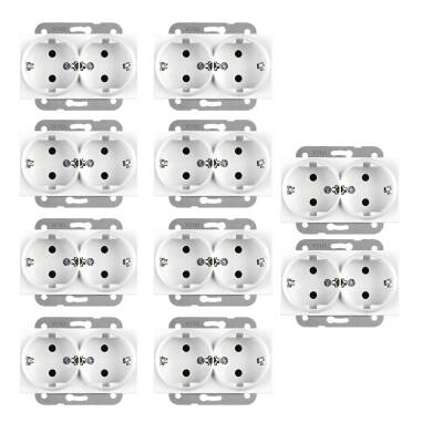 Viko Karre İkili Priz, 10 Adet, Çerçevesiz, Dayanıklı ve Modern, Beyaz - 2