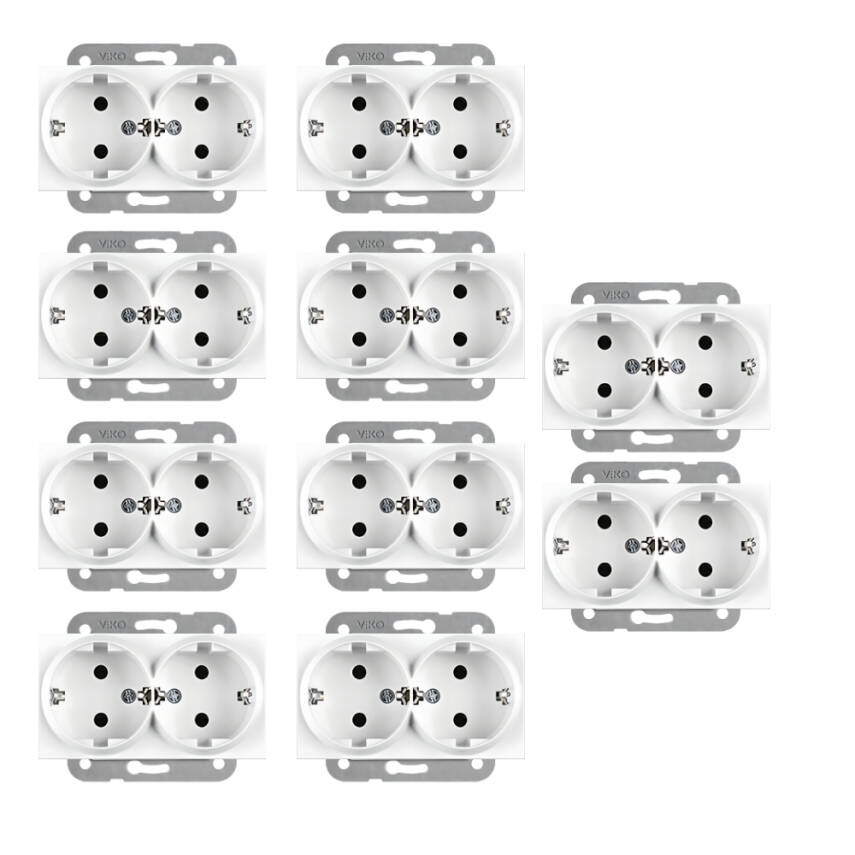 Viko Karre İkili Priz, 10 Adet, Çerçevesiz, Dayanıklı ve Modern, Beyaz - 2