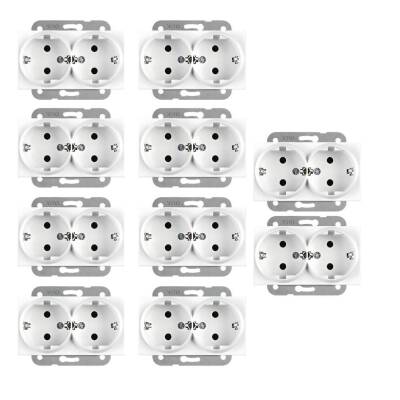 Viko Karre İkili Priz, 10 Adet, Çerçevesiz, Dayanıklı ve Modern, Beyaz - 2