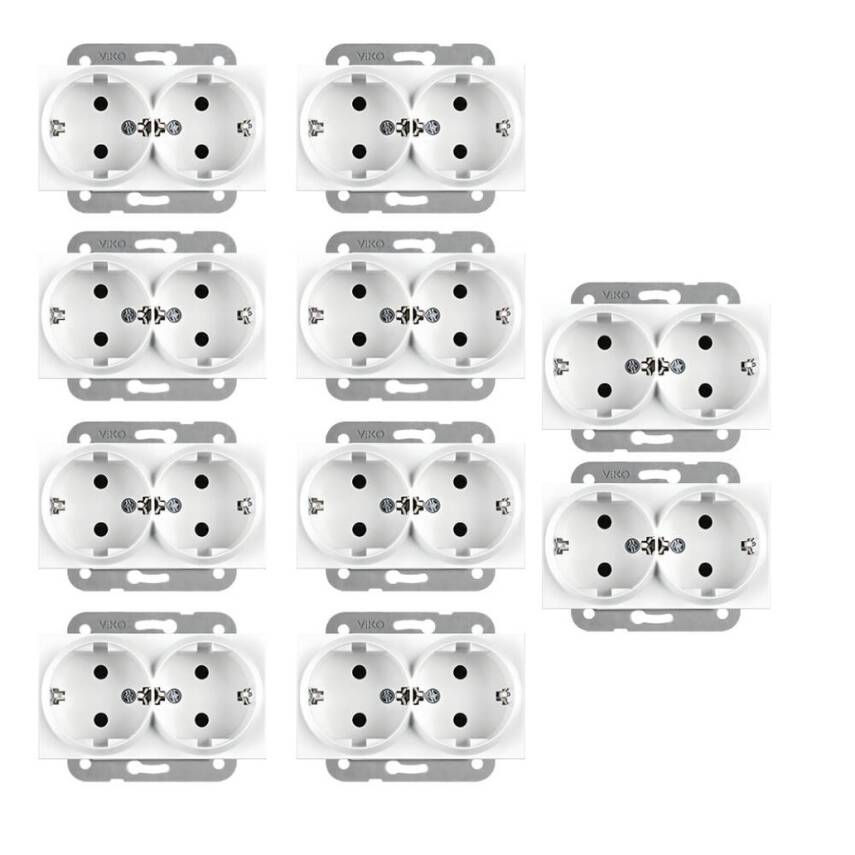 Viko Karre İkili Priz, 10 Adet, Çerçevesiz, Dayanıklı ve Modern, Beyaz - 2