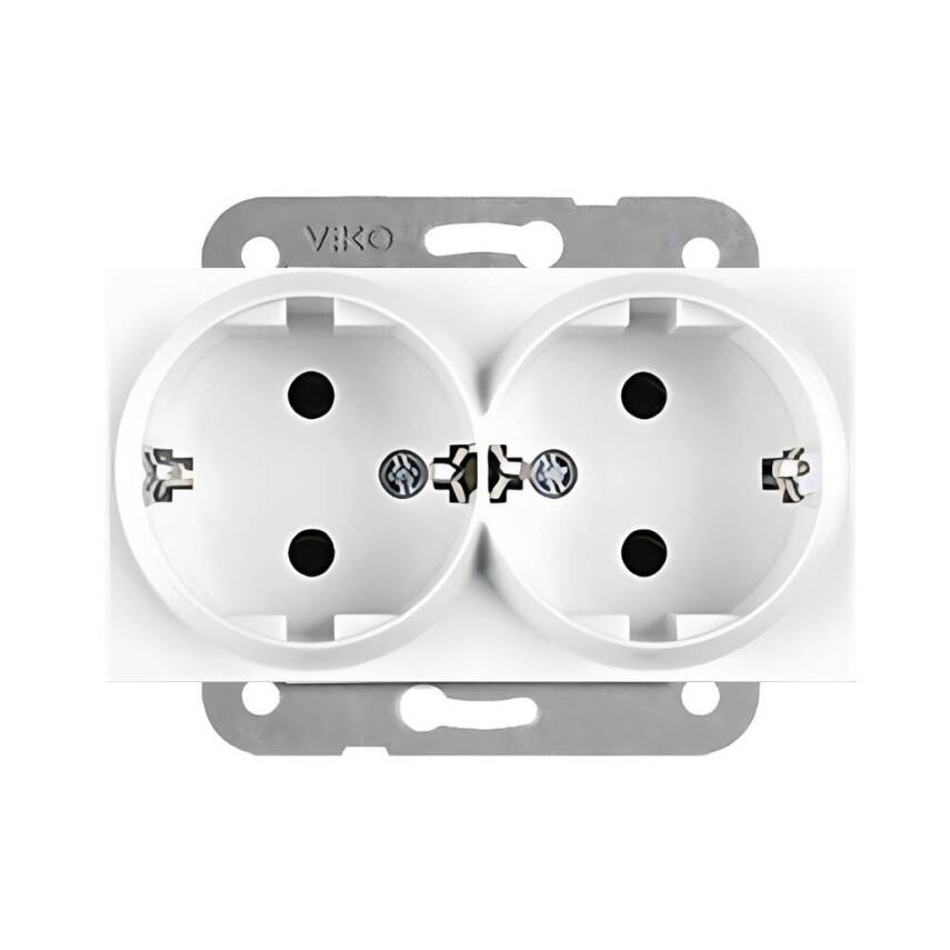 Viko Karre İkili Priz, Çerçevesiz, Şık ve Dayanıklı Tasarım, Beyaz - 1