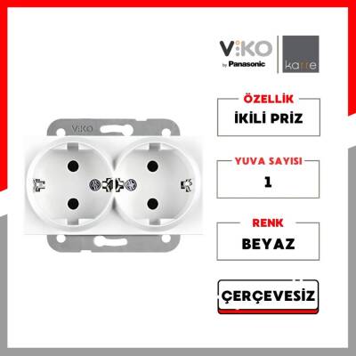 Viko Karre İkili Priz, Çerçevesiz, Şık ve Dayanıklı Tasarım, Beyaz - 2