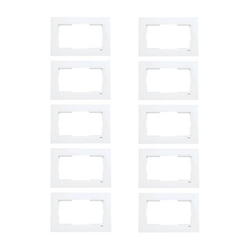 Viko Karre İkili Priz Çerçeve, 10 Adet, Yatay, Dayanıklı, Beyaz - 2