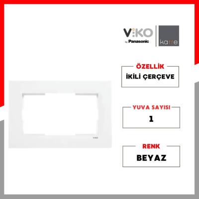 Viko Karre İkili Priz Çerçeve, Yatay, Şık ve Dayanıklı Tasarım, Beyaz - 2