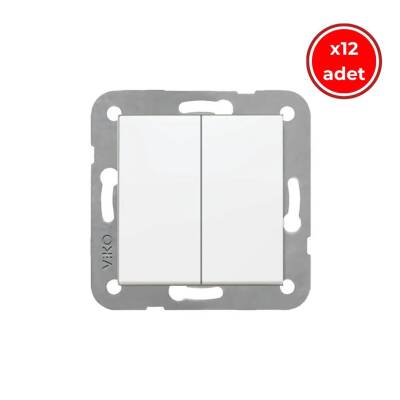 Viko Karre Komütatör, 12 Adet, İkili Anahtar, Çerçevesiz, Beyaz - Viko