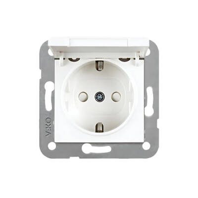 Viko Karre Priz, 12 Adet, Çocuk Korumalı, Kapaklı, Çerçevesiz, Beyaz - 2