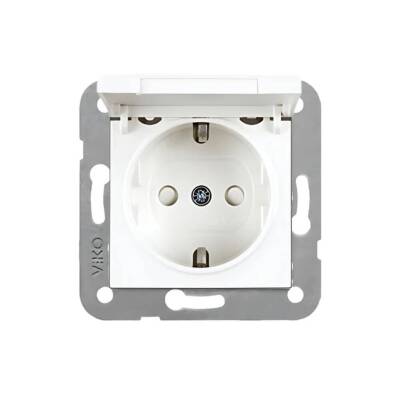 Viko Karre Priz, 12 Adet, Çocuk Korumalı, Kapaklı, Çerçevesiz, Beyaz - 2