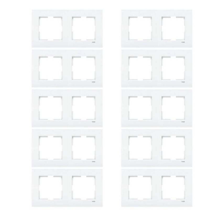 Viko Karre Priz Çerçeve, 10 Adet, İkili, Yatay, Dayanıklı, Şık, Beyaz - 2