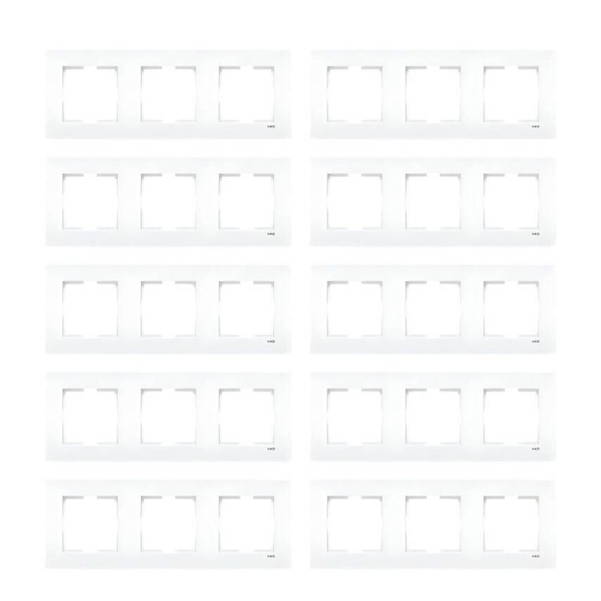 Viko Karre Priz Çerçeve, 10 Adet, Üçlü, Yatay, Dayanıklı, Şık, Beyaz - 2