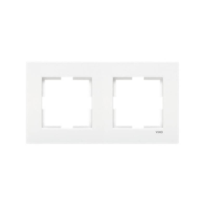 Viko Karre Priz Çerçeve, İkili, Yatay, Şık ve Dayanıklı Tasarım, Beyaz - 1