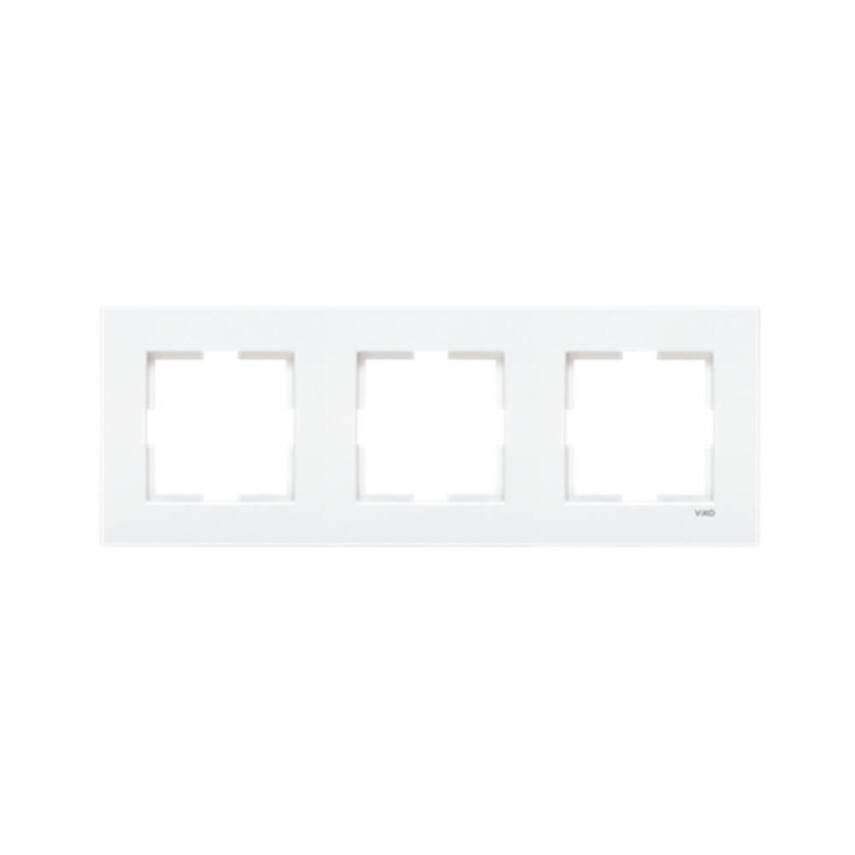 Viko Karre Priz Çerçeve, Üçlü, Yatay, Şık ve Dayanıklı Tasarım, Beyaz - 1