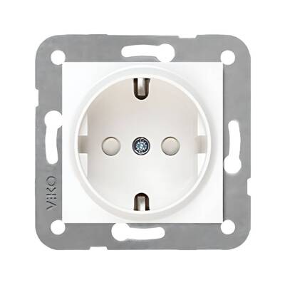 Viko Karre Priz, Çocuk Korumalı, Çerçevesiz, Şık ve Dayanıklı, Beyaz - Viko