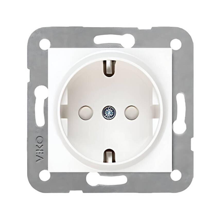 Viko Karre Priz, Çocuk Korumalı, Çerçevesiz, Şık ve Dayanıklı, Beyaz - 1