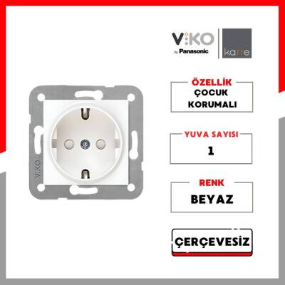 Viko Karre Priz, Çocuk Korumalı, Çerçevesiz, Şık ve Dayanıklı, Beyaz - 2